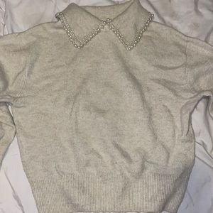 Beaded collar sweater h&m